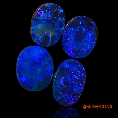 Lab-Created Doublet Opal Loose Gemstone Oval Cabochon From Australia 4 Pcs 27.80 Cts 14X10X4 mm TO 16X12X4 mm D-100