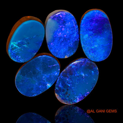 5 Pcs 29.20 Cts Lab-Created Doublet Opal Loose Gemstone Oval Cabochon Wholesale Lot 14X9X3 MM TO 16X10X4 mm D-101