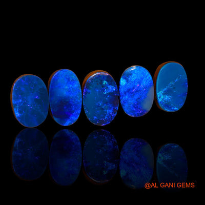 5 Pcs 29.20 Cts Lab-Created Doublet Opal Loose Gemstone Oval Cabochon Wholesale Lot 14X9X3 MM TO 16X10X4 mm D-101