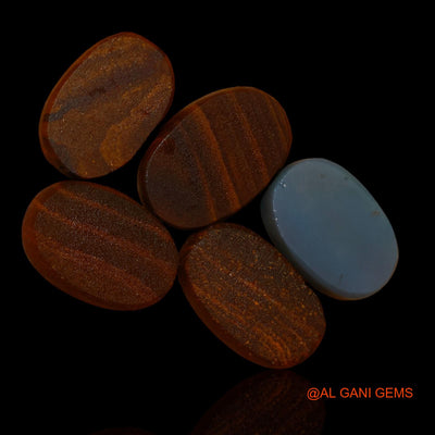 5 Pcs 29.20 Cts Lab-Created Doublet Opal Loose Gemstone Oval Cabochon Wholesale Lot 14X9X3 MM TO 16X10X4 mm D-101