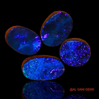 4 Pcs 18.40 Cts Lab-Created Australian Doublet Opal Loose Gemstone Oval Cabochon 11X10X3 mm TO 15X10X4 mm D-102