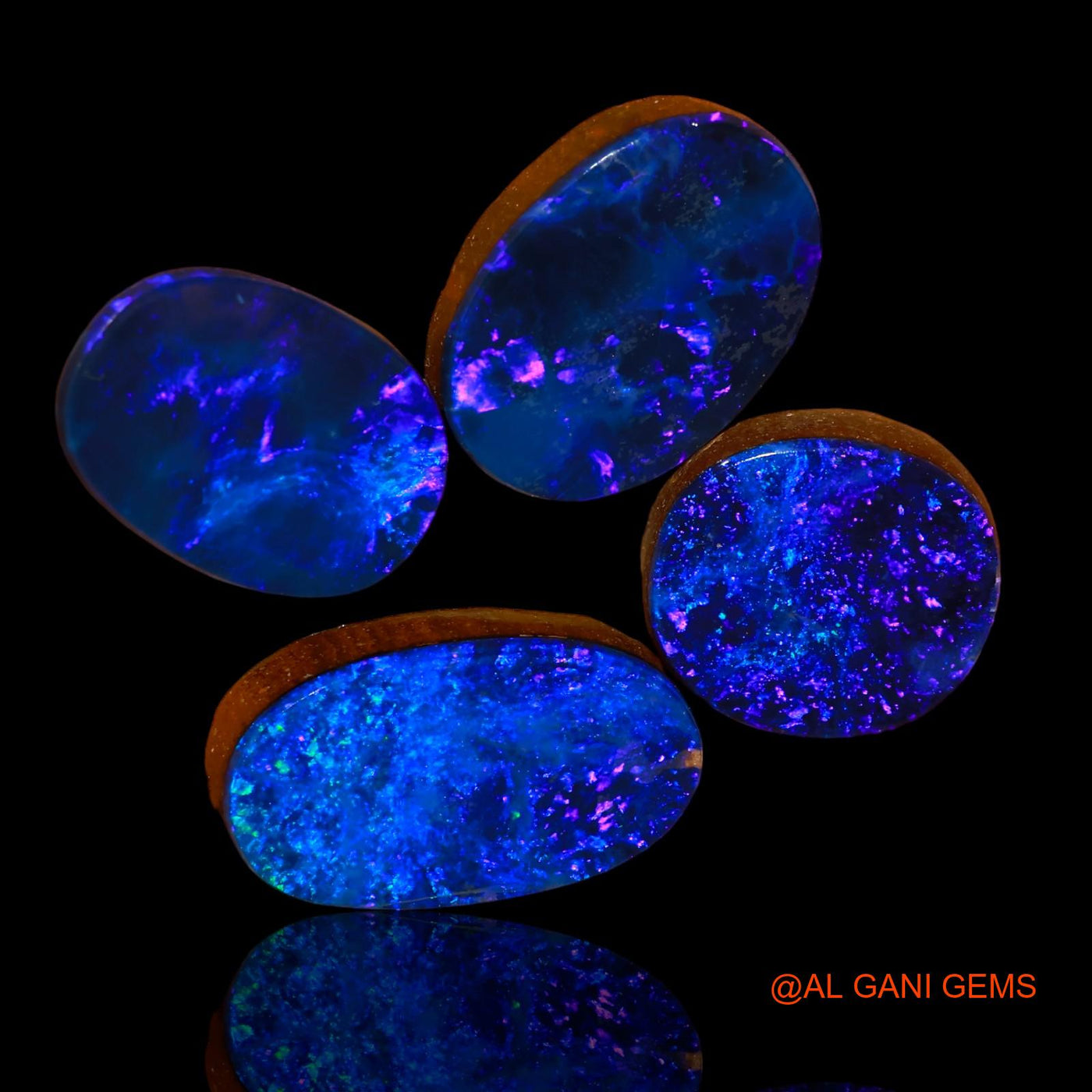 4 Pcs 18.40 Cts Lab-Created Australian Doublet Opal Loose Gemstone Oval Cabochon 11X10X3 mm TO 15X10X4 mm D-102
