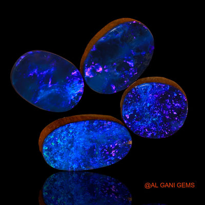 4 Pcs 18.40 Cts Lab-Created Australian Doublet Opal Loose Gemstone Oval Cabochon 11X10X3 mm TO 15X10X4 mm D-102