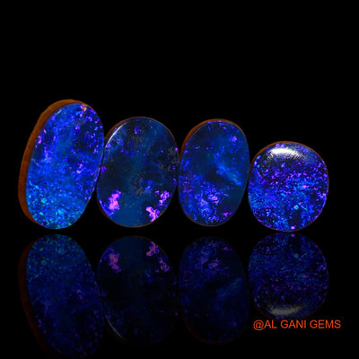 4 Pcs 18.40 Cts Lab-Created Australian Doublet Opal Loose Gemstone Oval Cabochon 11X10X3 mm TO 15X10X4 mm D-102