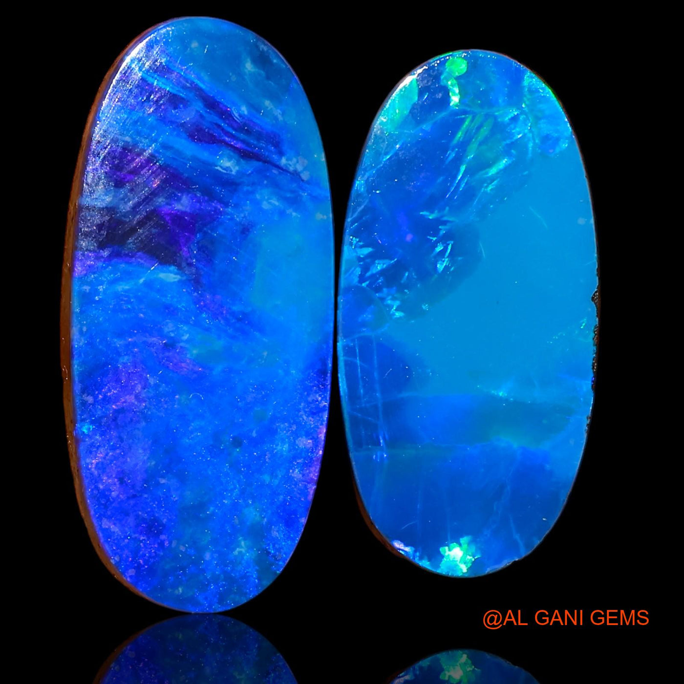 2 Pcs 15.30 Cts Lab-Created Australian Doublet Opal Loose Gemstone Oval Cabochon 20X10X3 mm TO 23X10X3 mm D-103