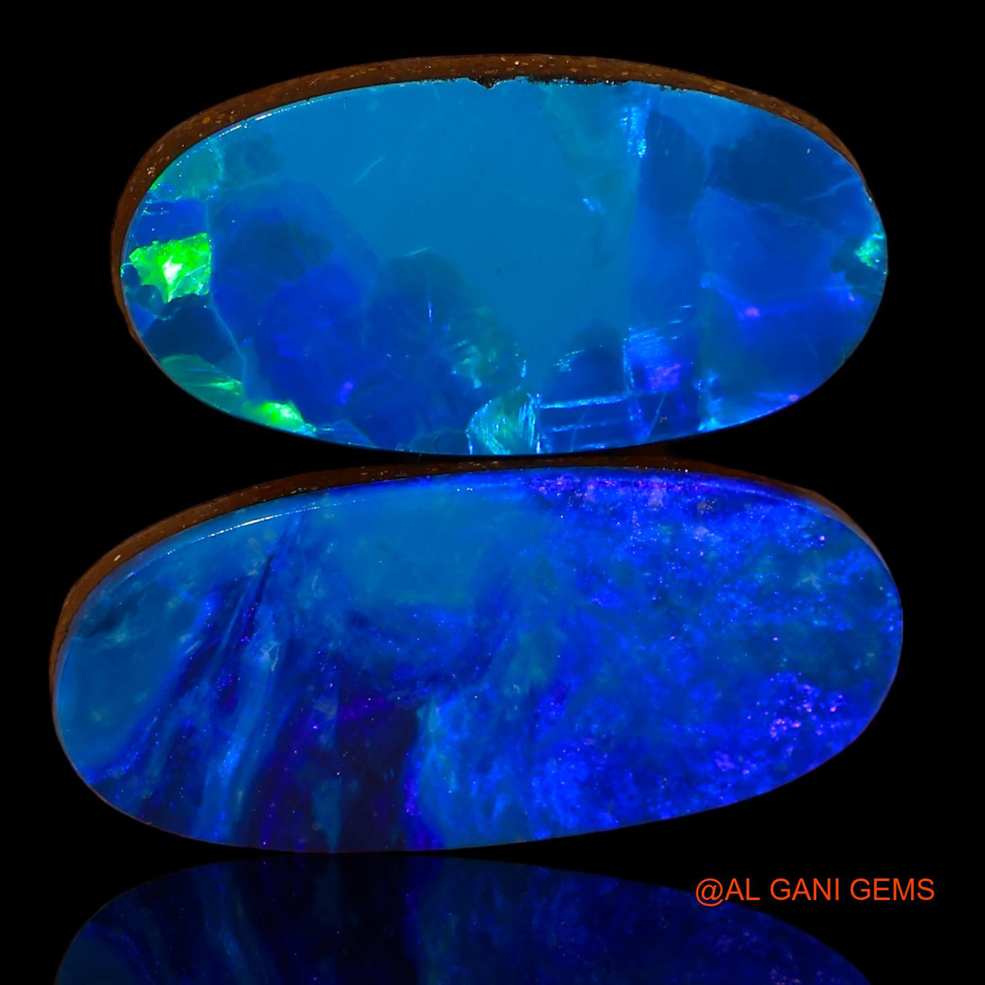 2 Pcs 15.30 Cts Lab-Created Australian Doublet Opal Loose Gemstone Oval Cabochon 20X10X3 mm TO 23X10X3 mm D-103