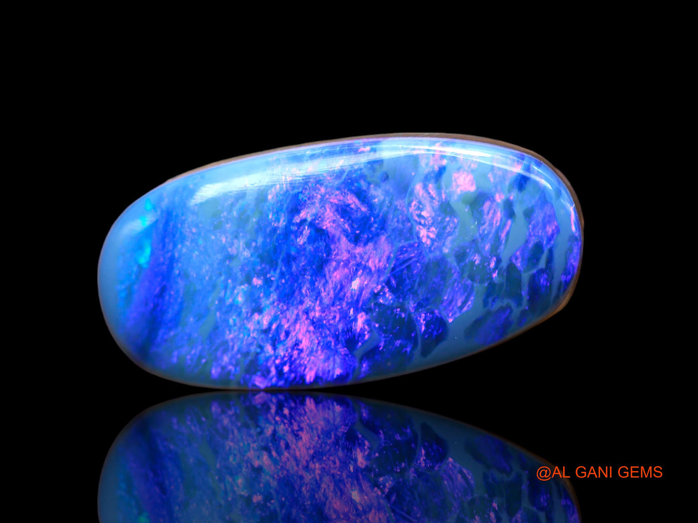 Lab-Created Untreated Doublet Opal Loose Gemstone Oval Cabochon From Australia 17.00 Cts 23x12x5 mm D-113