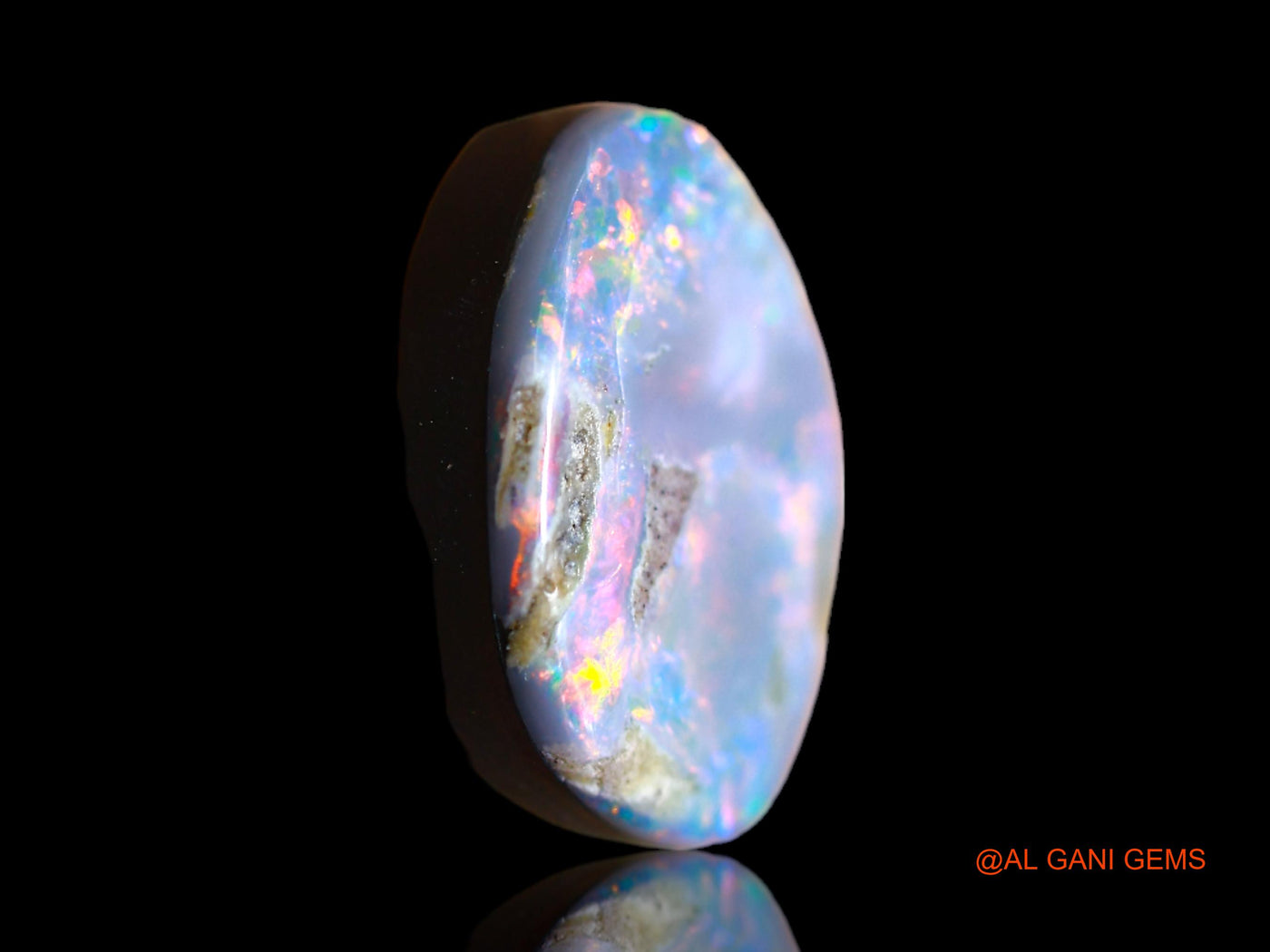 Lab-Created Untreated Doublet Opal Loose Gemstone Fancy Cabochon From Australia 7.00 Cts 14x12x4 mm D-126