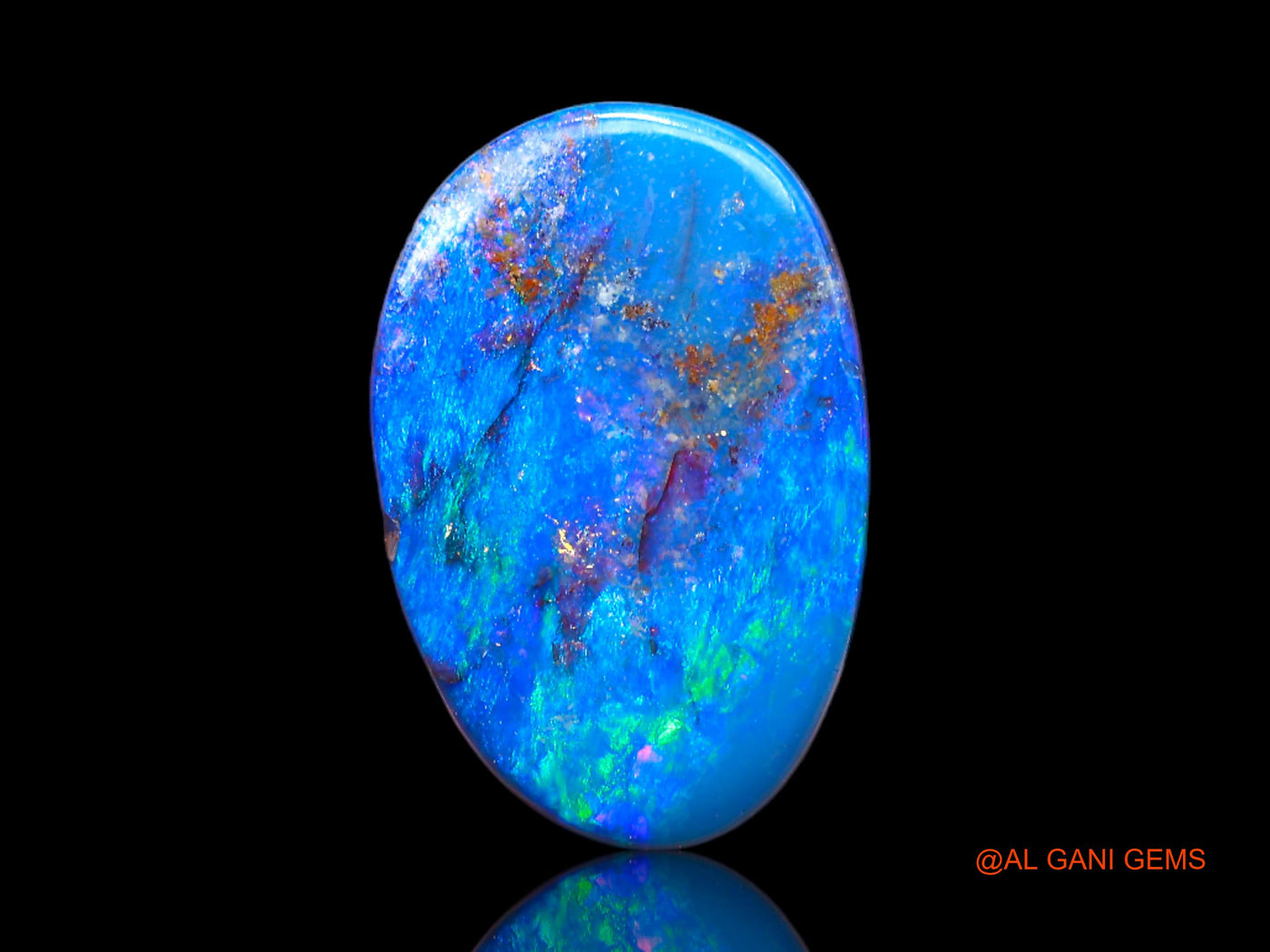 Lab-Created Untreated Doublet Opal Loose Gemstone Oval Cabochon From Australia 7.00 Cts 15x10x4 mm D-130