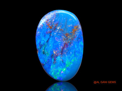 Lab-Created Untreated Doublet Opal Loose Gemstone Oval Cabochon From Australia 7.00 Cts 15x10x4 mm D-130