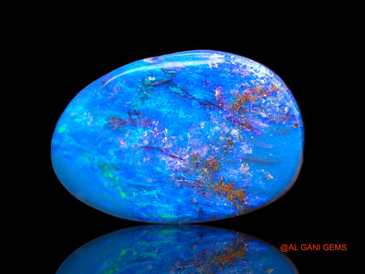 Lab-Created Untreated Doublet Opal Loose Gemstone Oval Cabochon From Australia 7.00 Cts 15x10x4 mm D-130