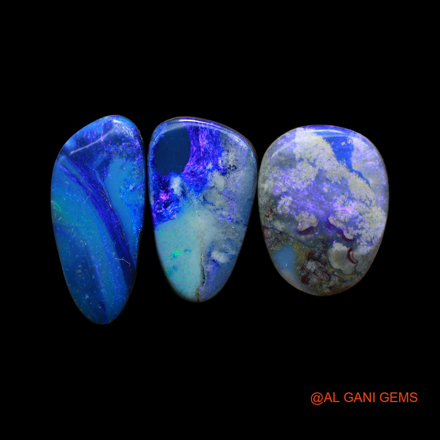 Lab-Created Doublet Opal Loose Gemstone Mix Cabochon From Australia 3 Pcs 22.00 Cts 9X19X4 mm TO 10X17X4 mm D-139
