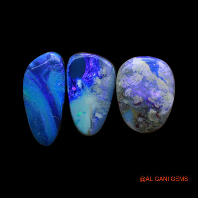 Lab-Created Doublet Opal Loose Gemstone Mix Cabochon From Australia 3 Pcs 22.00 Cts 9X19X4 mm TO 10X17X4 mm D-139