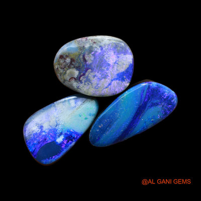 Lab-Created Doublet Opal Loose Gemstone Mix Cabochon From Australia 3 Pcs 22.00 Cts 9X19X4 mm TO 10X17X4 mm D-139