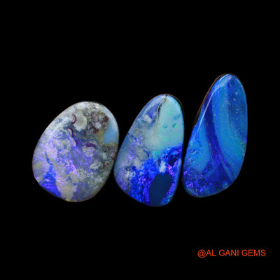 Lab-Created Doublet Opal Loose Gemstone Mix Cabochon From Australia 3 Pcs 22.00 Cts 9X19X4 mm TO 10X17X4 mm D-139