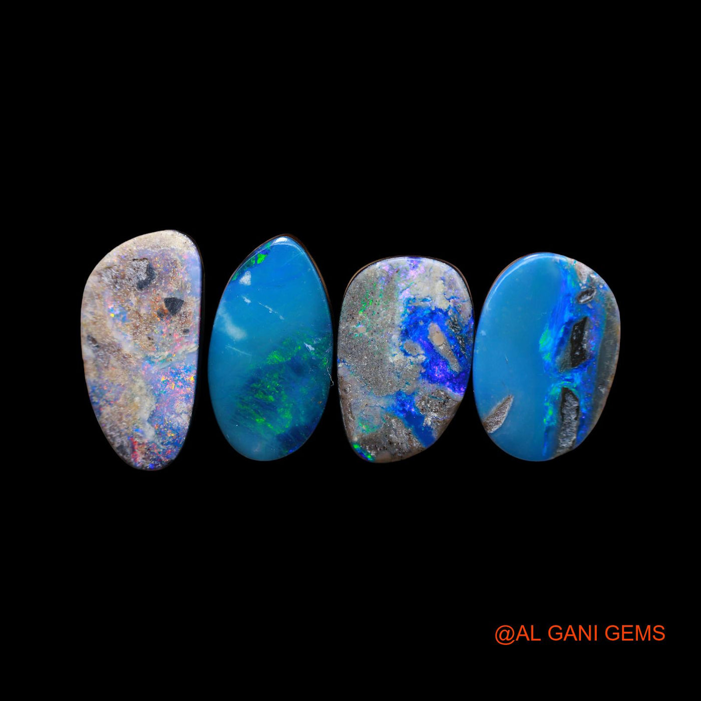 4 Pcs 38.00 Cts Lab-Created Australian Doublet Opal Loose Gemstone Mix Cabochon 12X17X4 mm TO 10X20X4 mm D-140