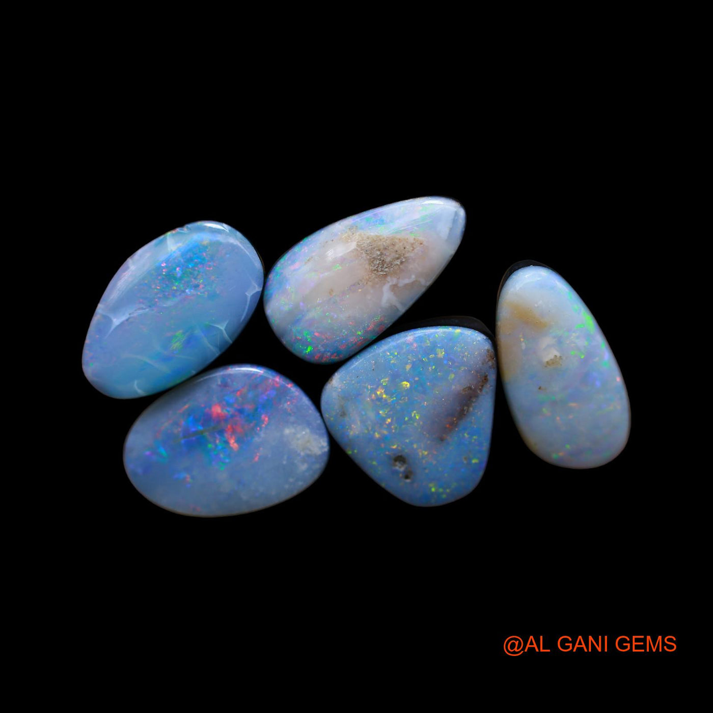 29.00 Cts Lab-Created Doublet Opal Mix Cabochon 5 Pcs Wholesale Lot Loose Gemstone 8X15X4 mm TO 11X13X4 mm D-141