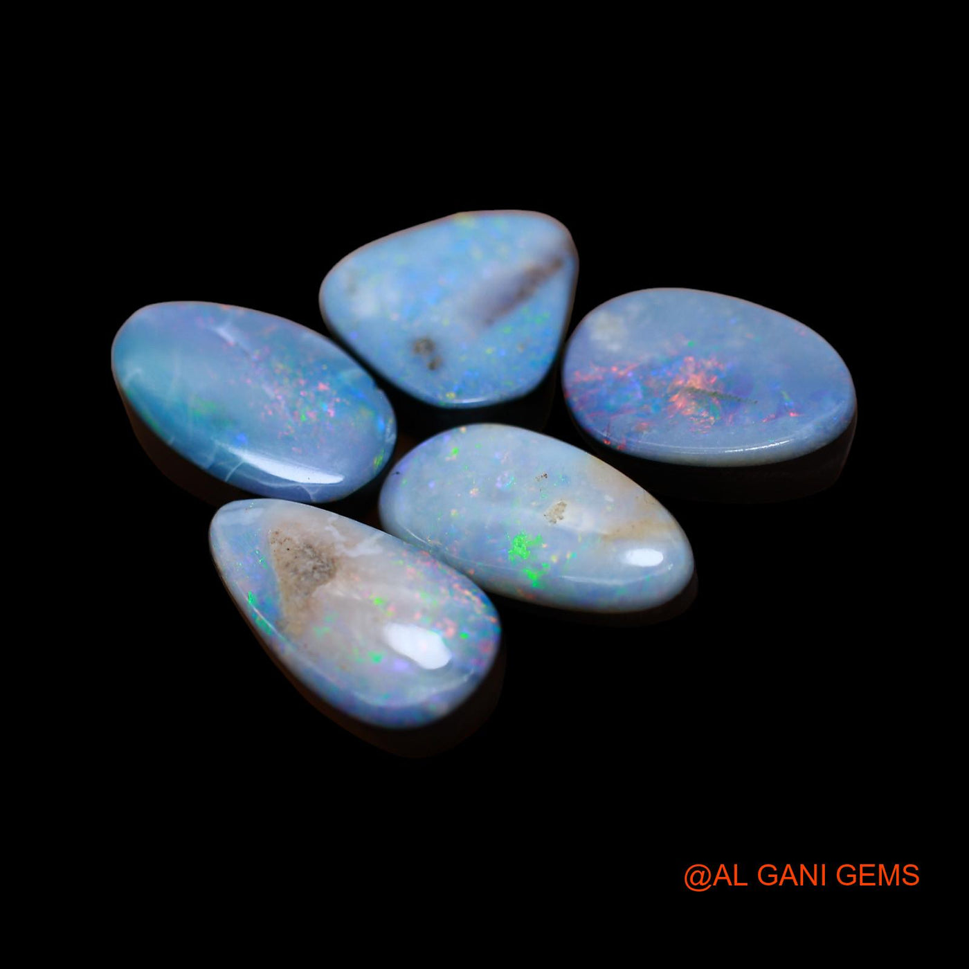 29.00 Cts Lab-Created Doublet Opal Mix Cabochon 5 Pcs Wholesale Lot Loose Gemstone 8X15X4 mm TO 11X13X4 mm D-141