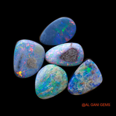 5 Pcs 25.00 Cts Lab-Created Doublet Opal Loose Gemstone Mix Cabochon Wholesale Lot 8X12X3 mm TO 9X12X5 mm D-142