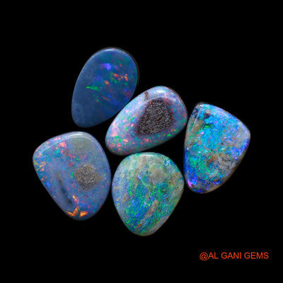 5 Pcs 25.00 Cts Lab-Created Doublet Opal Loose Gemstone Mix Cabochon Wholesale Lot 8X12X3 mm TO 9X12X5 mm D-142