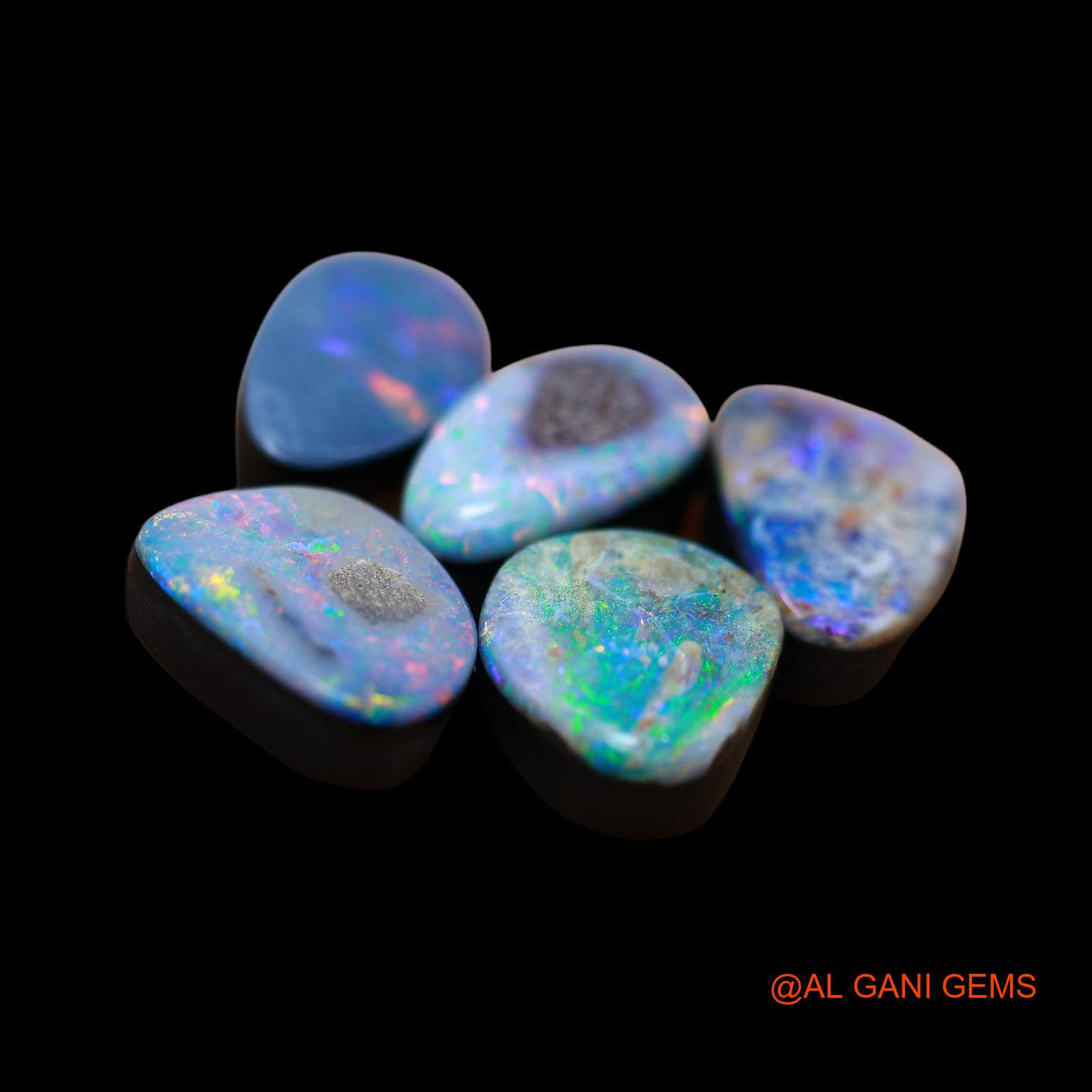 5 Pcs 25.00 Cts Lab-Created Doublet Opal Loose Gemstone Mix Cabochon Wholesale Lot 8X12X3 mm TO 9X12X5 mm D-142