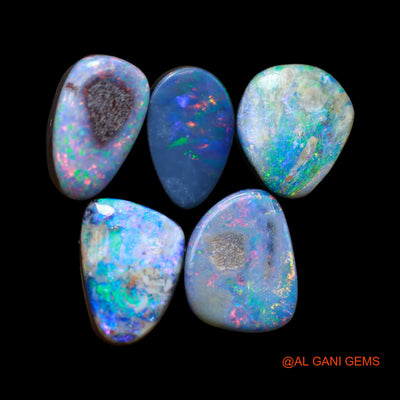 5 Pcs 25.00 Cts Lab-Created Doublet Opal Loose Gemstone Mix Cabochon Wholesale Lot 8X12X3 mm TO 9X12X5 mm D-142
