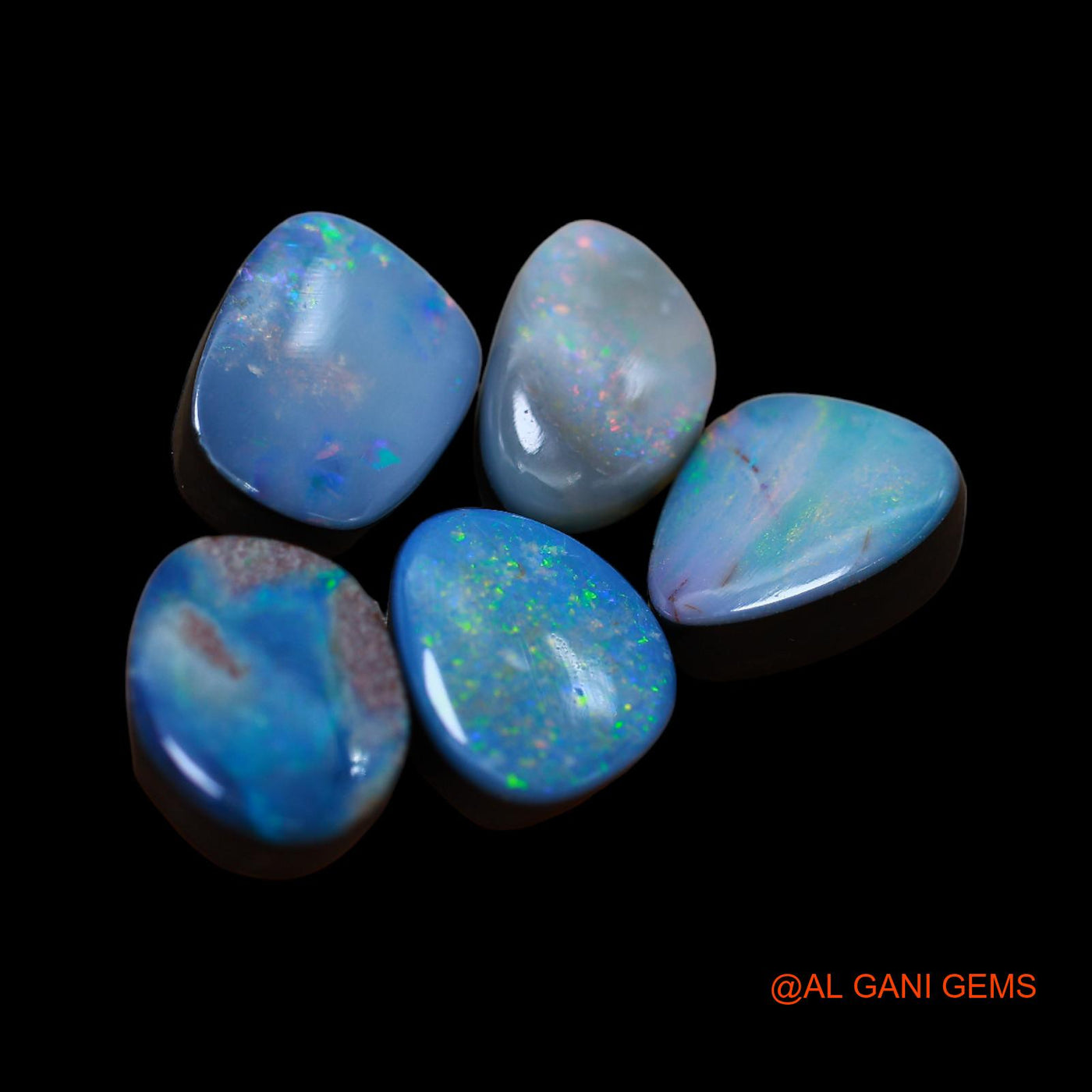 28.00 Cts Doublet Opal Loose Gemstone Mix Cabochon Lab-Created 5 Pcs Wholesale Lot 10X13X4 mm TO 10X12X4 mm D-144
