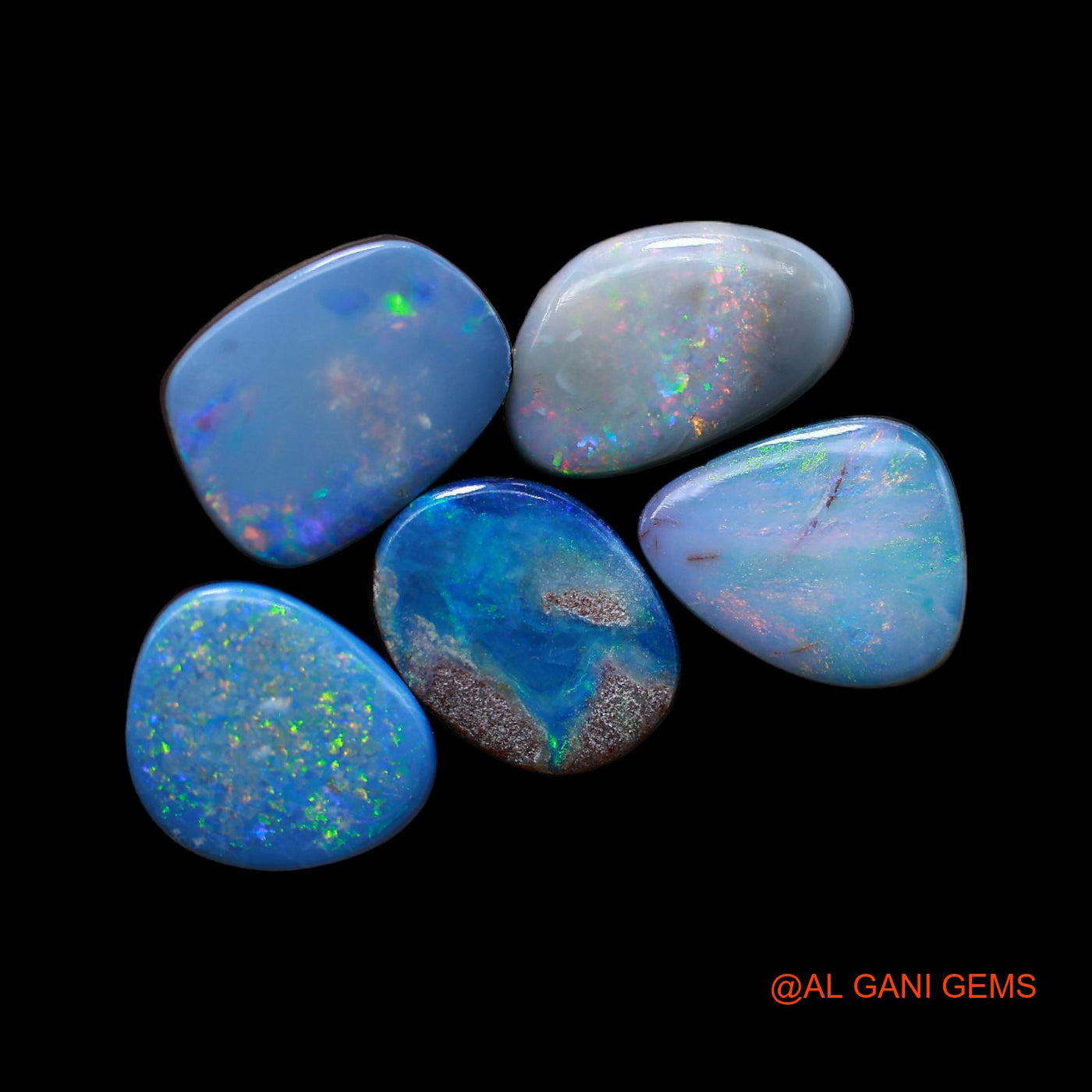 28.00 Cts Doublet Opal Loose Gemstone Mix Cabochon Lab-Created 5 Pcs Wholesale Lot 10X13X4 mm TO 10X12X4 mm D-144