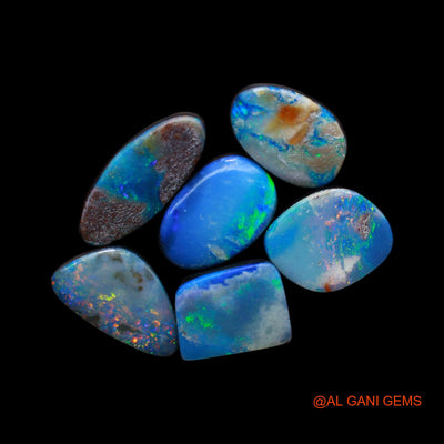 Lab-Created Doublet Opal Loose Gemstone Mix Cabochon 6 Pcs Wholesale Lot 25.00 Cts 9X12X3 mm TO 7X13X4 mm D-145