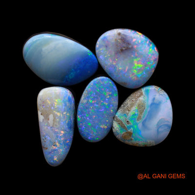 5 Pcs 23.00 Cts Lab-Created Doublet Opal Loose Gemstone Mix Cabochon Wholesale Lot 7X12X4 mm TO 8X13X4 mm D-146