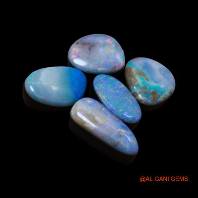 5 Pcs 23.00 Cts Lab-Created Doublet Opal Loose Gemstone Mix Cabochon Wholesale Lot 7X12X4 mm TO 8X13X4 mm D-146