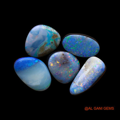 5 Pcs 23.00 Cts Lab-Created Doublet Opal Loose Gemstone Mix Cabochon Wholesale Lot 7X12X4 mm TO 8X13X4 mm D-146