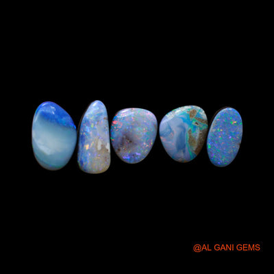 5 Pcs 23.00 Cts Lab-Created Doublet Opal Loose Gemstone Mix Cabochon Wholesale Lot 7X12X4 mm TO 8X13X4 mm D-146