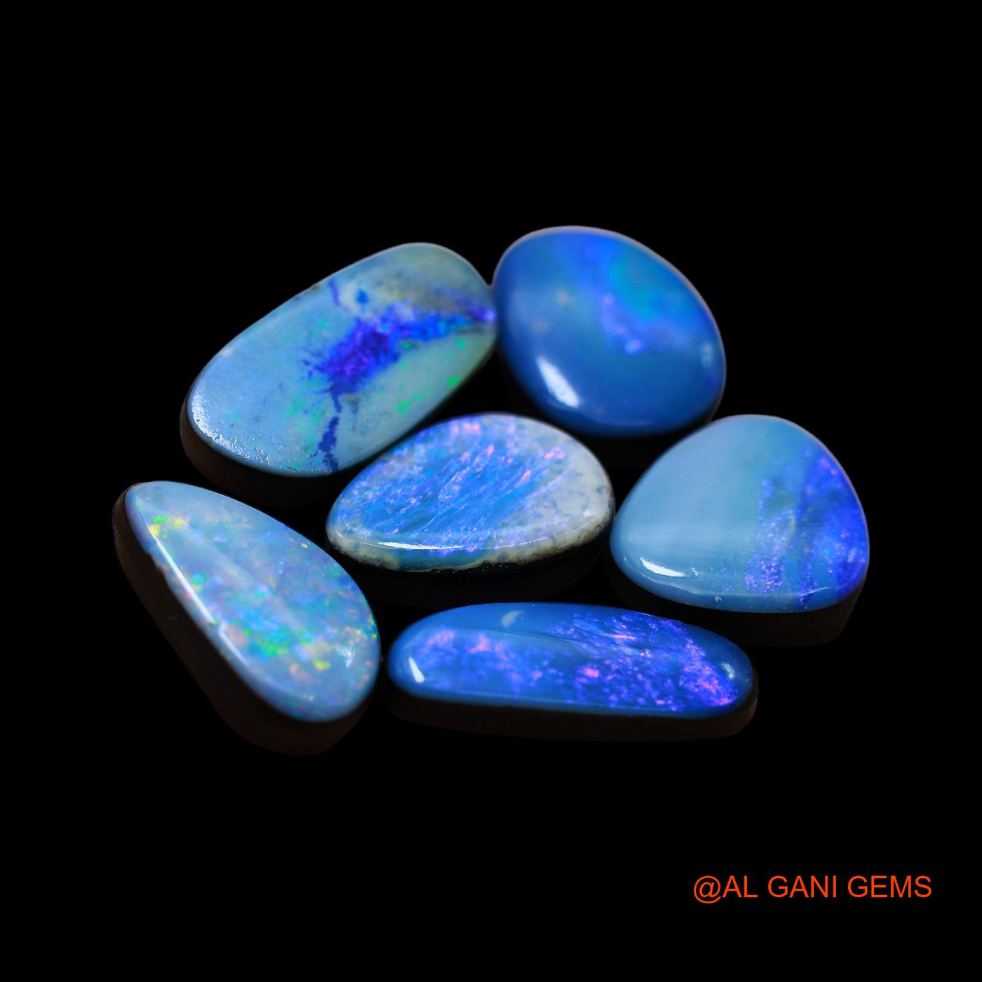 6 Pcs 27.00 Cts Lab-Created Doublet Opal Loose Gemstone Mix Cabochon Wholesale Lot 8X12X4 mm TO 8X15X4 mm D-147