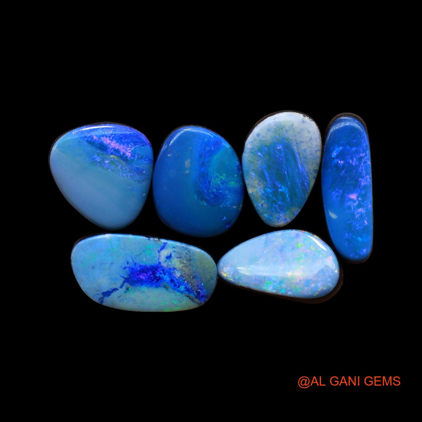 6 Pcs 27.00 Cts Lab-Created Doublet Opal Loose Gemstone Mix Cabochon Wholesale Lot 8X12X4 mm TO 8X15X4 mm D-147