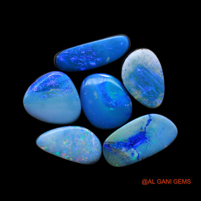 6 Pcs 27.00 Cts Lab-Created Doublet Opal Loose Gemstone Mix Cabochon Wholesale Lot 8X12X4 mm TO 8X15X4 mm D-147
