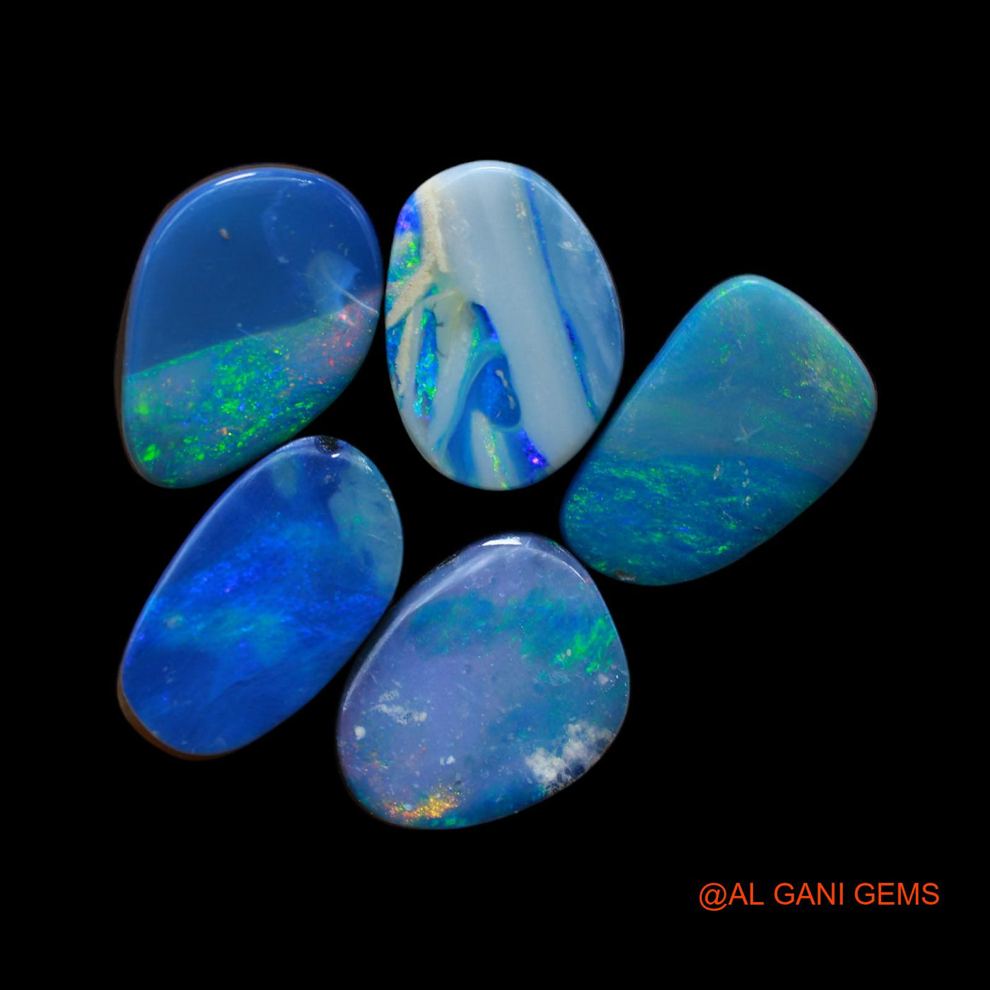 5 Pcs 23.00 Cts Lab-Created Doublet Opal Loose Gemstone Mix Cabochon Wholesale Lot 10X12X3 mm TO 9X13X4 mm D-148
