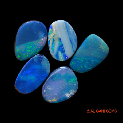 5 Pcs 23.00 Cts Lab-Created Doublet Opal Loose Gemstone Mix Cabochon Wholesale Lot 10X12X3 mm TO 9X13X4 mm D-148