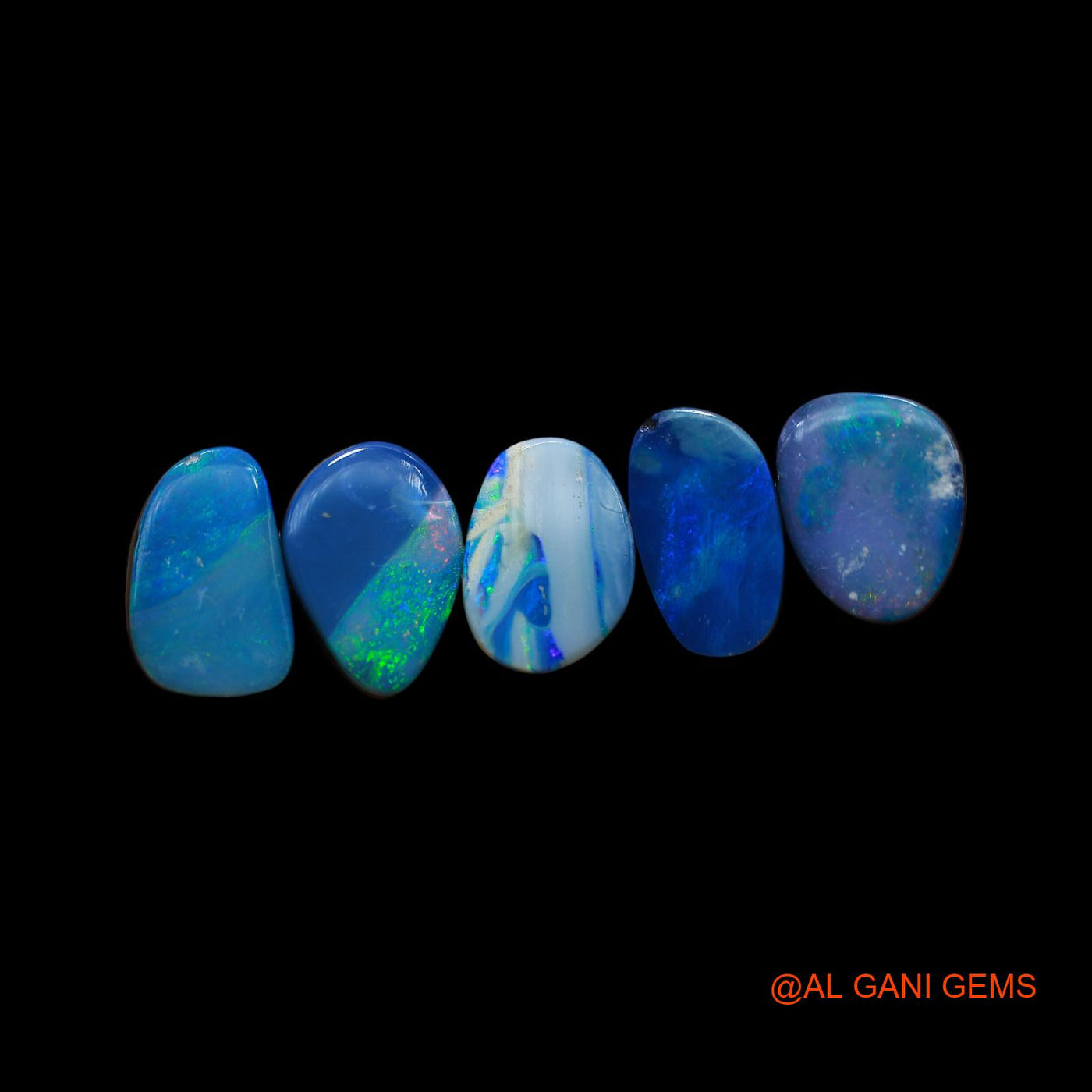 5 Pcs 23.00 Cts Lab-Created Doublet Opal Loose Gemstone Mix Cabochon Wholesale Lot 10X12X3 mm TO 9X13X4 mm D-148