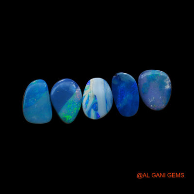 5 Pcs 23.00 Cts Lab-Created Doublet Opal Loose Gemstone Mix Cabochon Wholesale Lot 10X12X3 mm TO 9X13X4 mm D-148