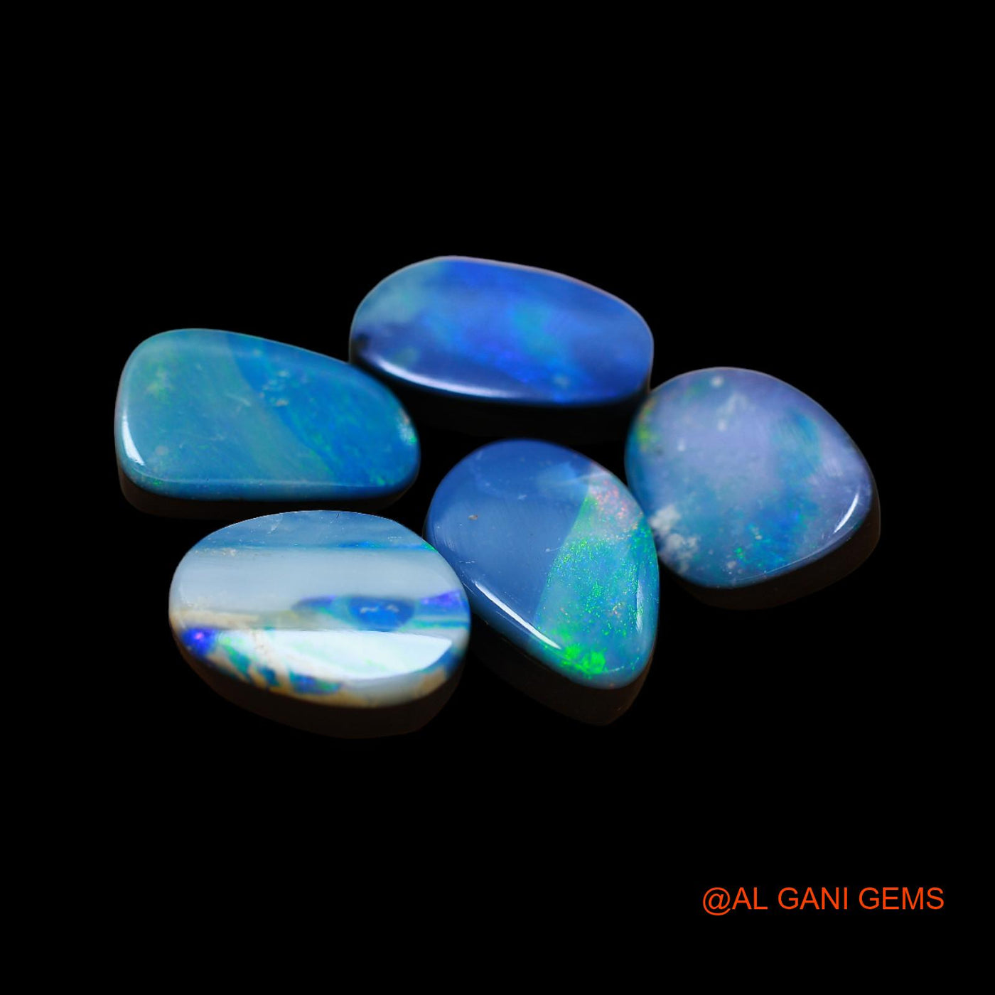 5 Pcs 23.00 Cts Lab-Created Doublet Opal Loose Gemstone Mix Cabochon Wholesale Lot 10X12X3 mm TO 9X13X4 mm D-148