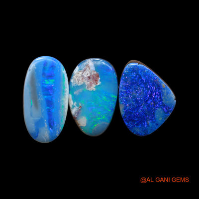 Lab-Created Doublet Opal Loose Gemstone Mix Cabochon From Australia 3 Pcs 18.00 Cts 9X15X5 mm TO 8X17X4 mm D-149