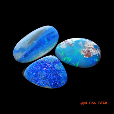 Lab-Created Doublet Opal Loose Gemstone Mix Cabochon From Australia 3 Pcs 18.00 Cts 9X15X5 mm TO 8X17X4 mm D-149