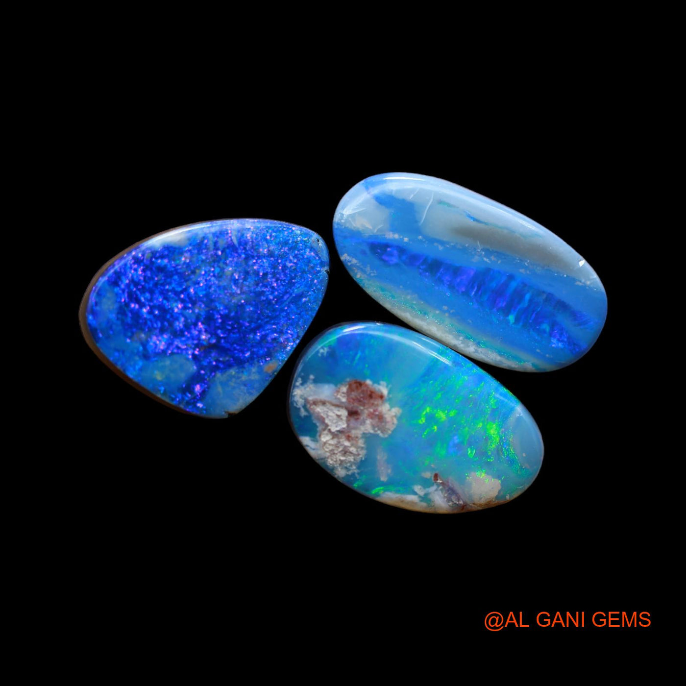 Lab-Created Doublet Opal Loose Gemstone Mix Cabochon From Australia 3 Pcs 18.00 Cts 9X15X5 mm TO 8X17X4 mm D-149
