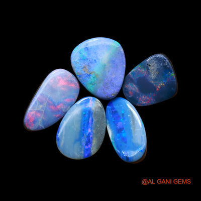 5 Pcs 29.00 Cts Lab-Created Doublet Opal Loose Gemstone Mix Cabochon Wholesale Lot 10X12X4 mm TO 8X16X3 mm D-150