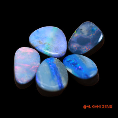 5 Pcs 29.00 Cts Lab-Created Doublet Opal Loose Gemstone Mix Cabochon Wholesale Lot 10X12X4 mm TO 8X16X3 mm D-150