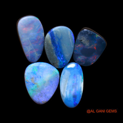 5 Pcs 29.00 Cts Lab-Created Doublet Opal Loose Gemstone Mix Cabochon Wholesale Lot 10X12X4 mm TO 8X16X3 mm D-150