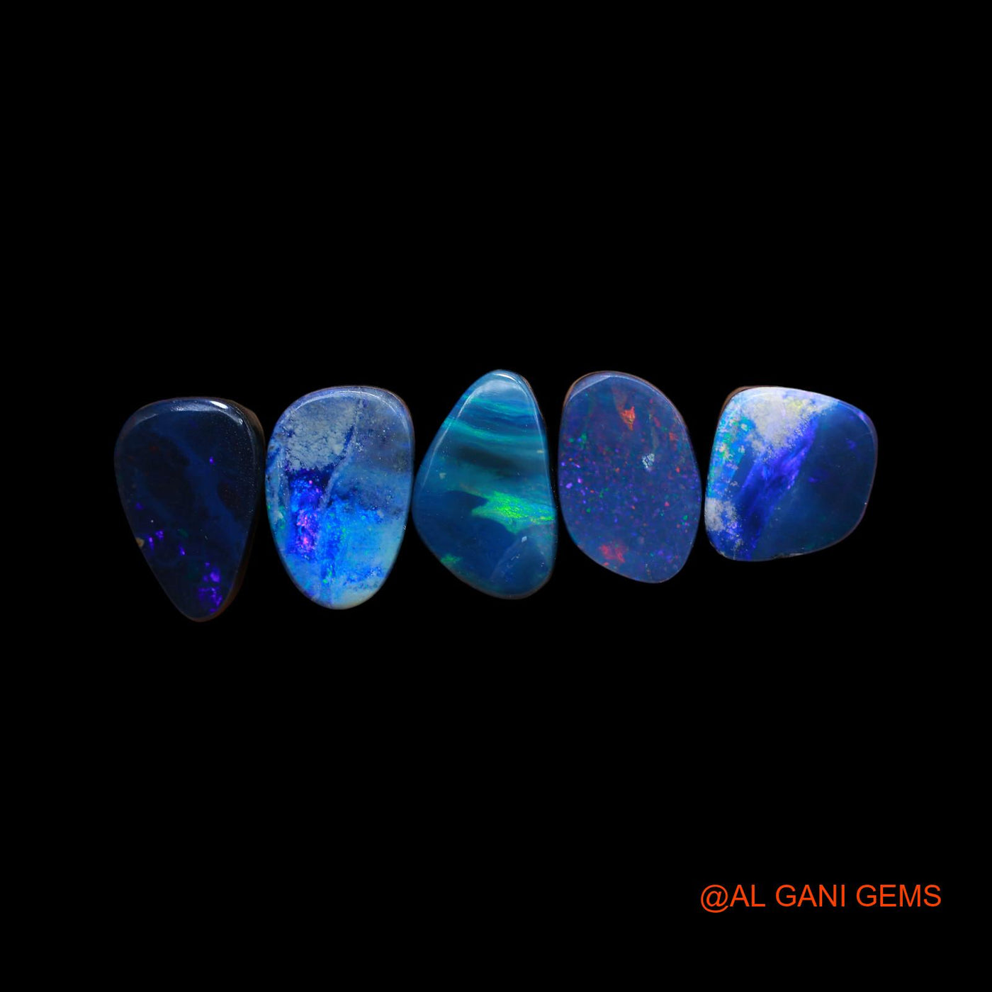 5 Pcs 25.00 Cts Lab-Created Doublet Opal Loose Gemstone Mix Cabochon Wholesale Lot 10X10X4 mm TO 9X14X4 mm D-151