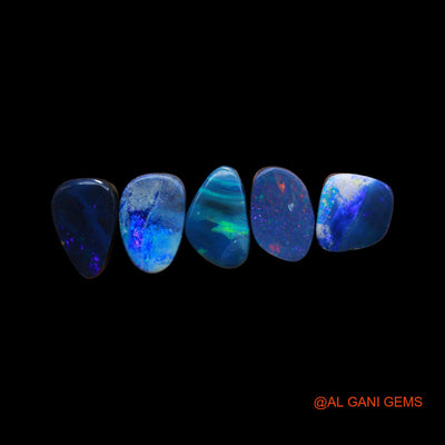 5 Pcs 25.00 Cts Lab-Created Doublet Opal Loose Gemstone Mix Cabochon Wholesale Lot 10X10X4 mm TO 9X14X4 mm D-151