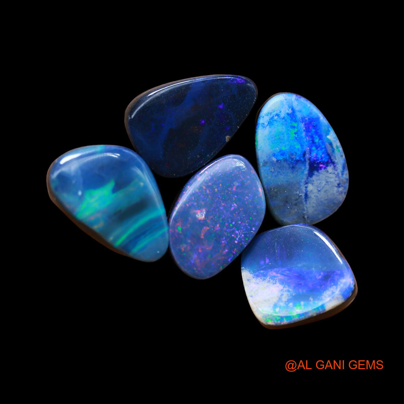5 Pcs 25.00 Cts Lab-Created Doublet Opal Loose Gemstone Mix Cabochon Wholesale Lot 10X10X4 mm TO 9X14X4 mm D-151